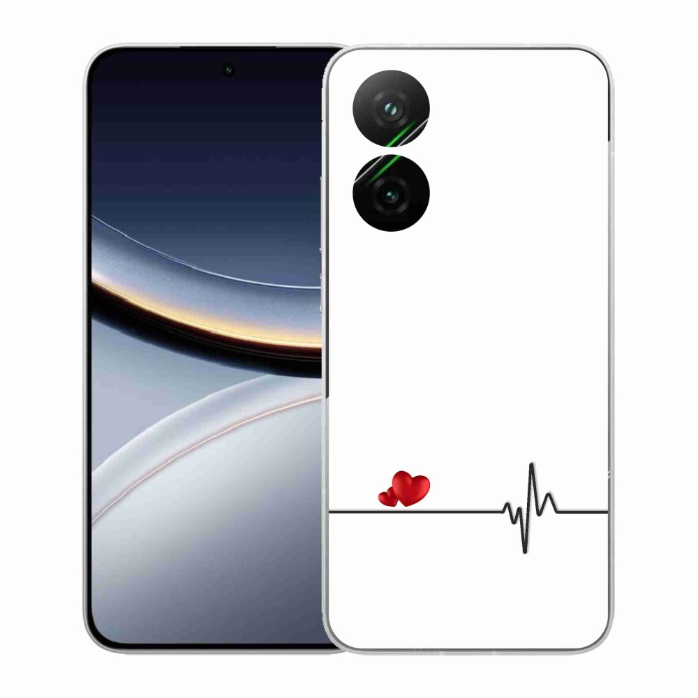 Gélový kryt mmCase na Xiaomi Poco F7 5G - srdce a tep biele pozadie