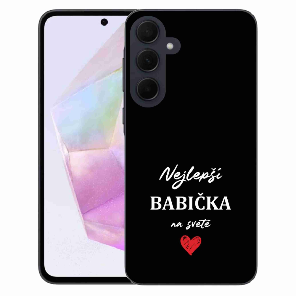 Gélový kryt mmCase na Samsung Galaxy A35 5G - najlepšia babička 1 čierne pozadie