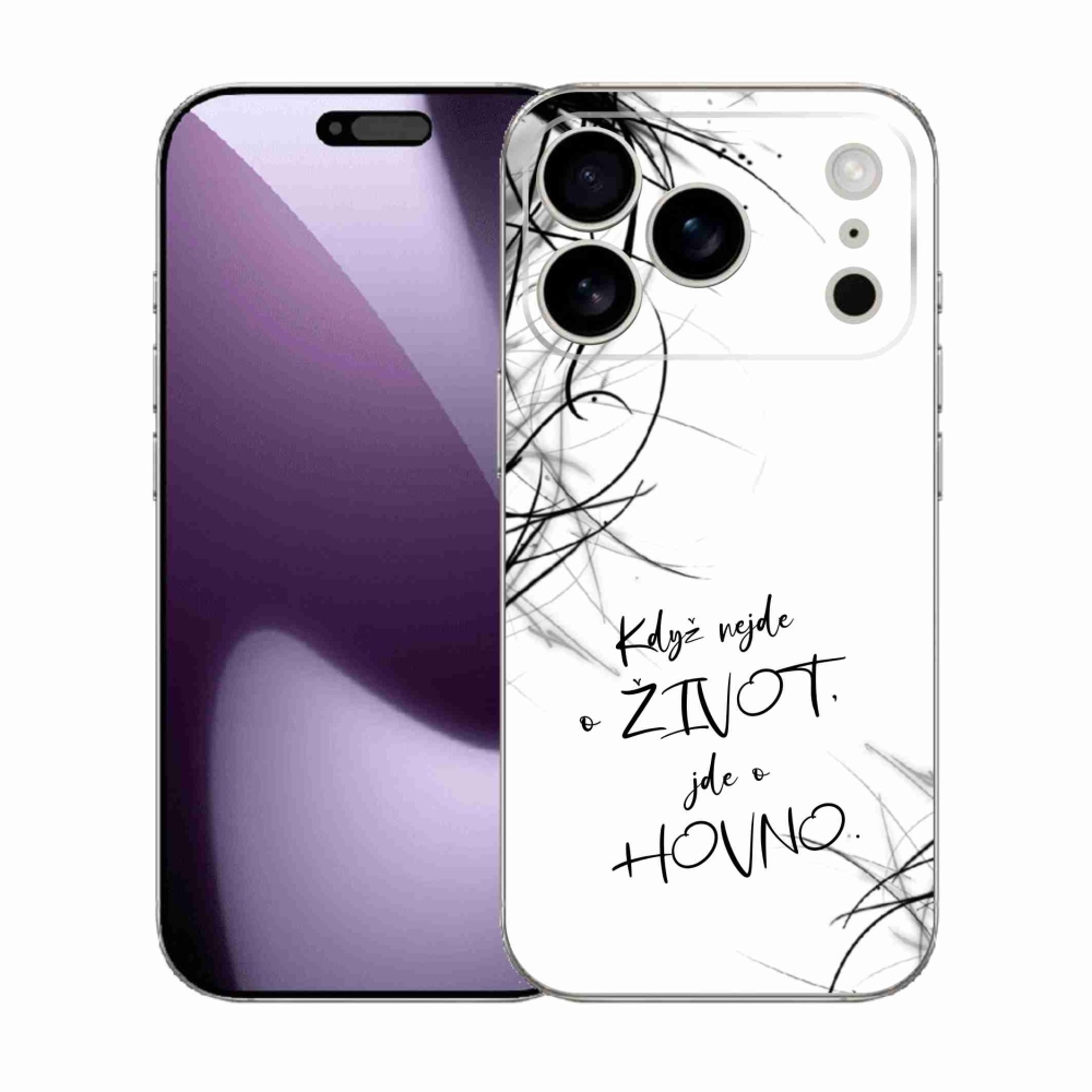 Gélový kryt mmCase na iPhone 17 Pro - vtipný text 16 biele pozadie