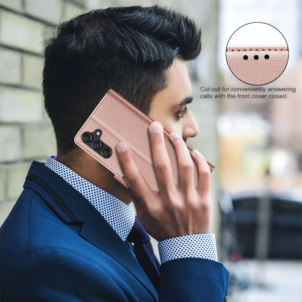 BINFEN knižkové púzdro na Samsung Galaxy S25 FE - ružovozlaté