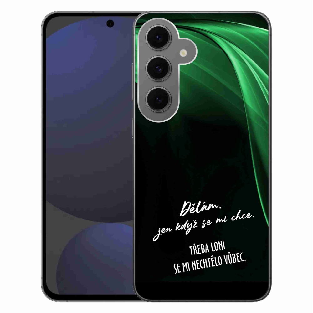 Gélový kryt mmCase na Samsung Galaxy S24 FE - vtipný text 12 čierne pozadie