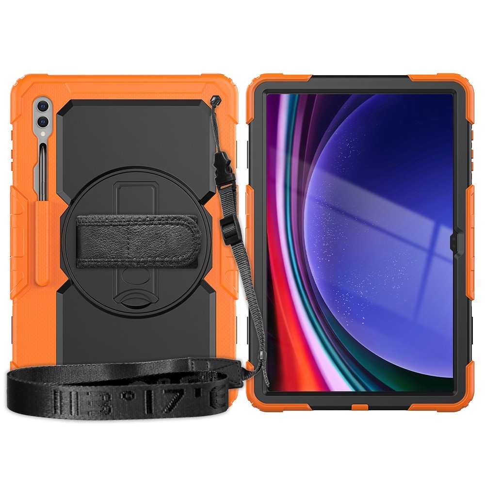 Kick odolný kryt s úchopom na ruku pre Samsung Galaxy Tab S9 Ultra - oranžový