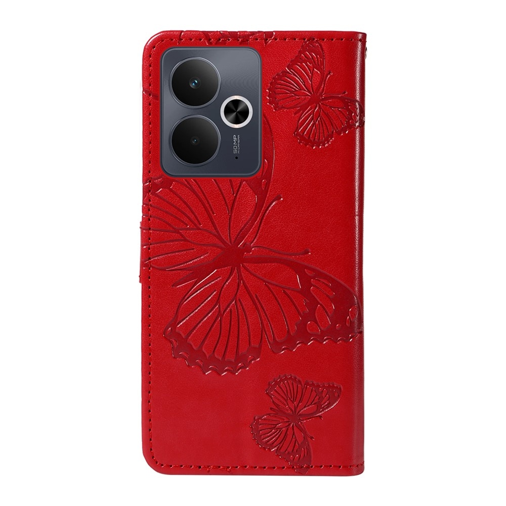 Big Butterfly knižkové puzdro na Realme 14 5G/14T 5G - červené