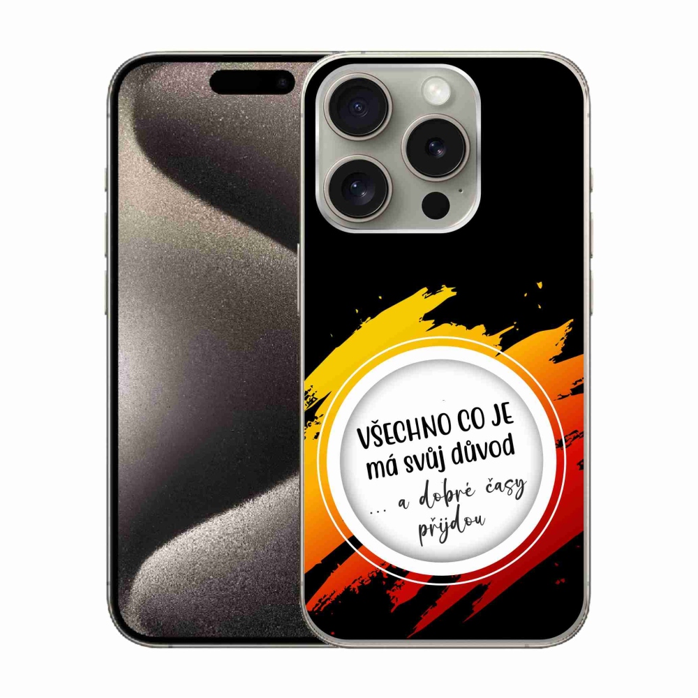 Gélový kryt mmCase na iPhone 15 Pro - citát 3 čierne pozadie