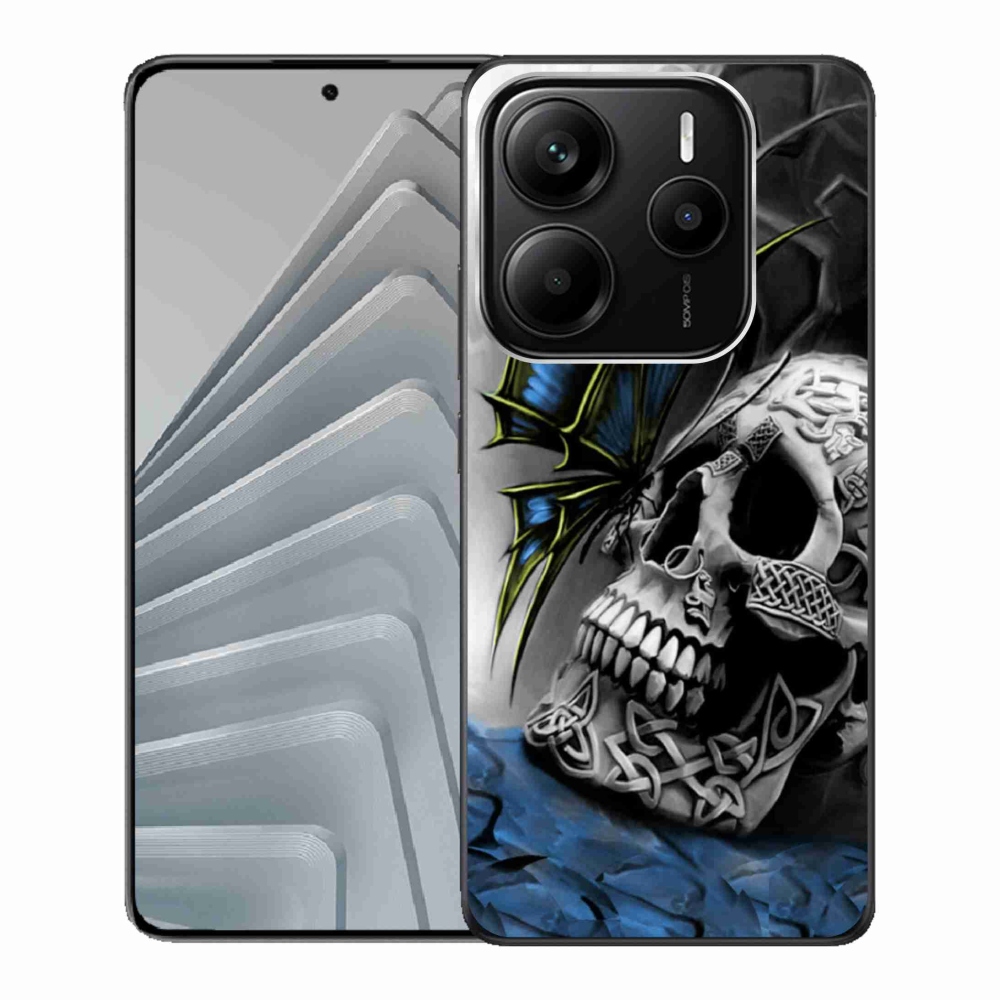 Gélový kryt mmCase na Xiaomi Redmi Note 14 5G - motýľ a lebka