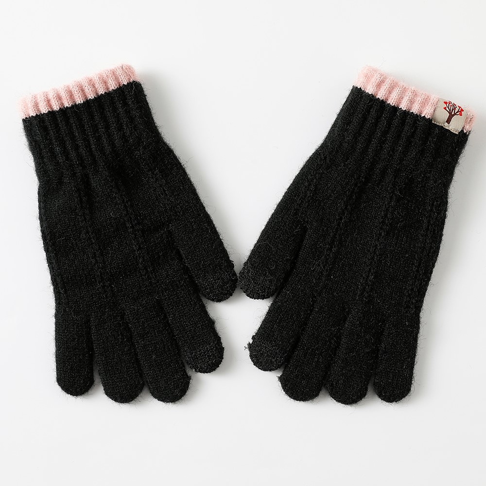Decor dámske dotykové zimné rukavice - čierne