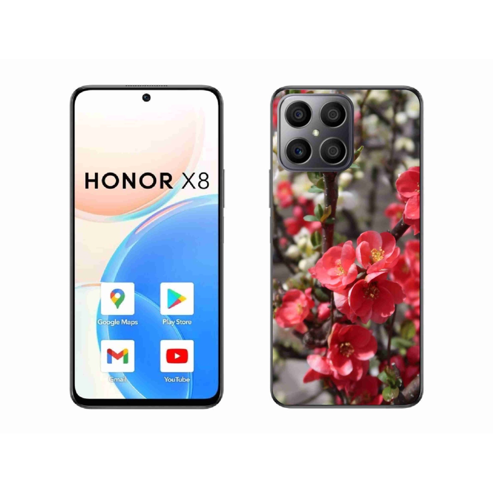 Gélový kryt mmCase na Honor X8 - červené kvety