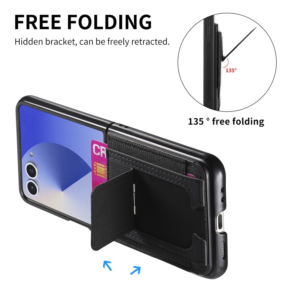 Luxurious plastový kryt s umelou kožou na Samsung Galaxy Z Flip7 5G - čierny