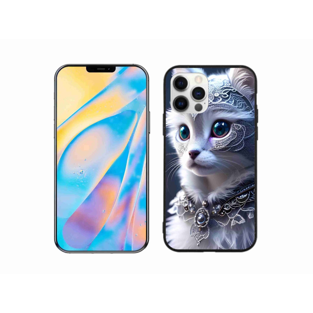 Gélový kryt mmCase na iPhone 12 - biela mačka