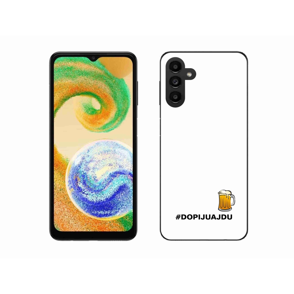 Gélový kryt mmCase na Samsung Galaxy A04s (164.7x76.7x9.1mm) - pivný motív 1 biele pozadie