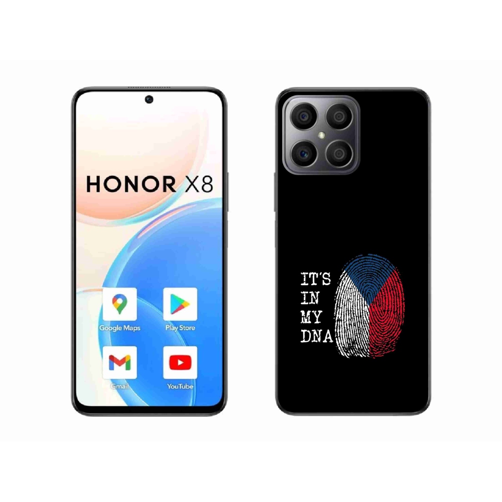 Gélový kryt mmCase na Honor X8 4G - vlajka odtlačok prsta čierne pozadie