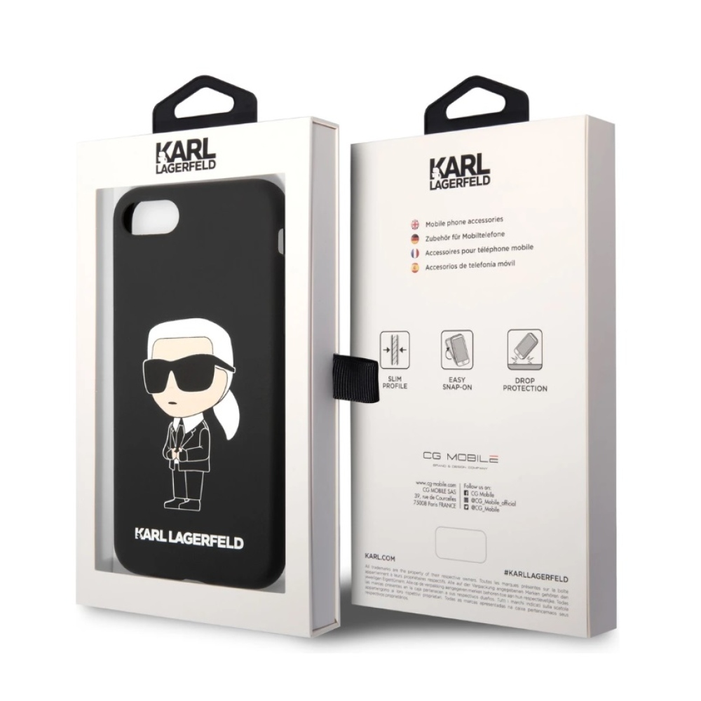 Karl Lagerfeld Liquid Silicone Ikonik NFT kryt iPhone 7/8/SE (2020/2022) čierny