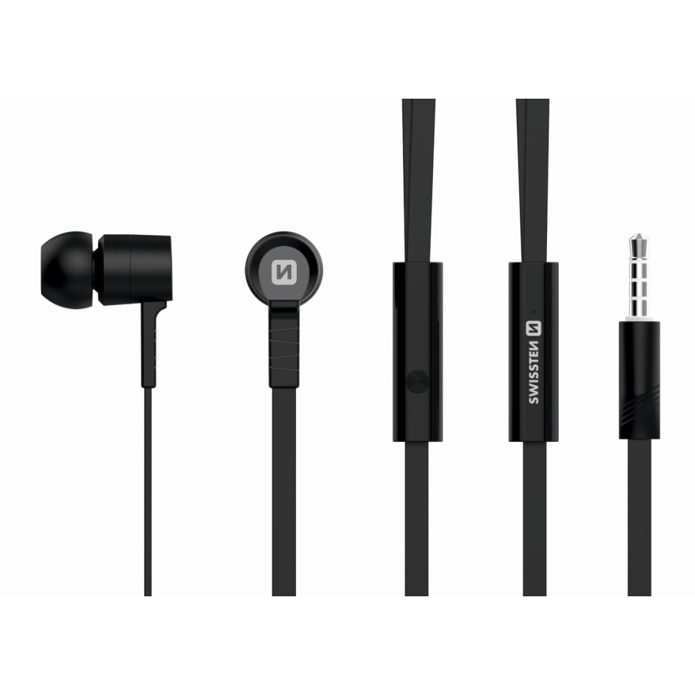 Sluchátka Swissten earbuds rainbow YS-D2 ECO - černá