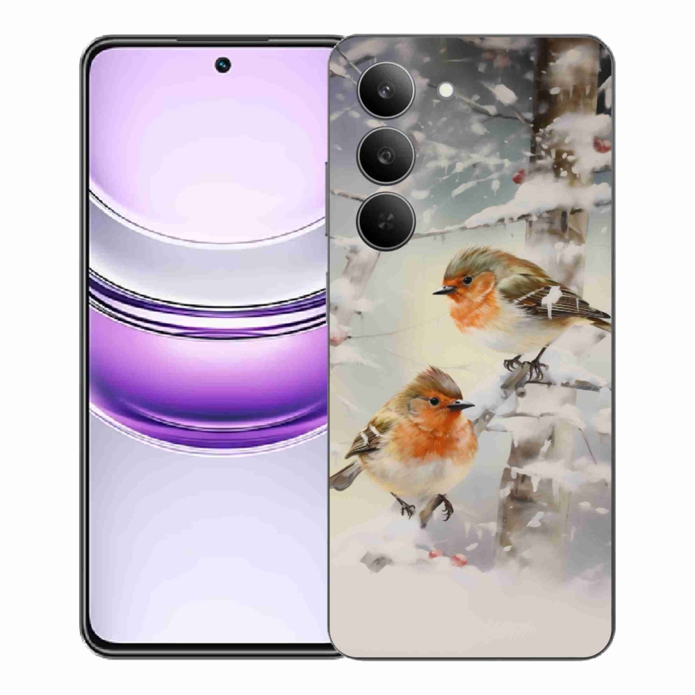 Gélový kryt mmCase na Realme 14x 5G - vtáčiky v zime