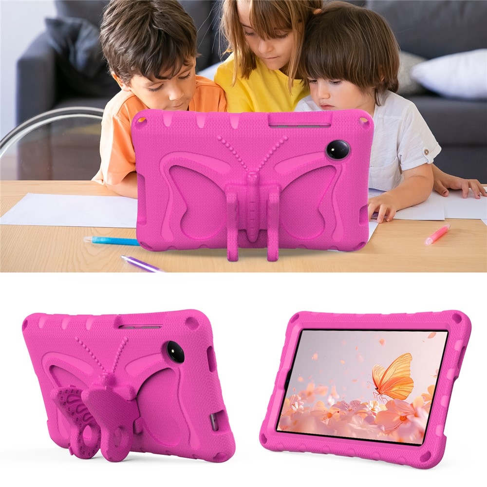 Kids Butterfly EVA odolné puzdro s popruhom na tablet Xiaomi Redmi Pad SE 8.7 - rose
