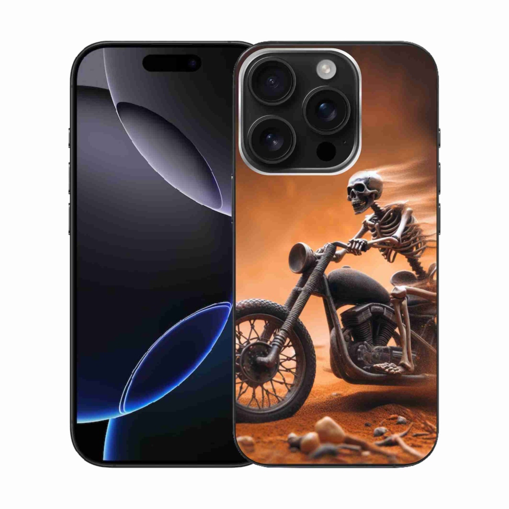 Gélový kryt mmCase na iPhone 16 Pro - kostra na motorke