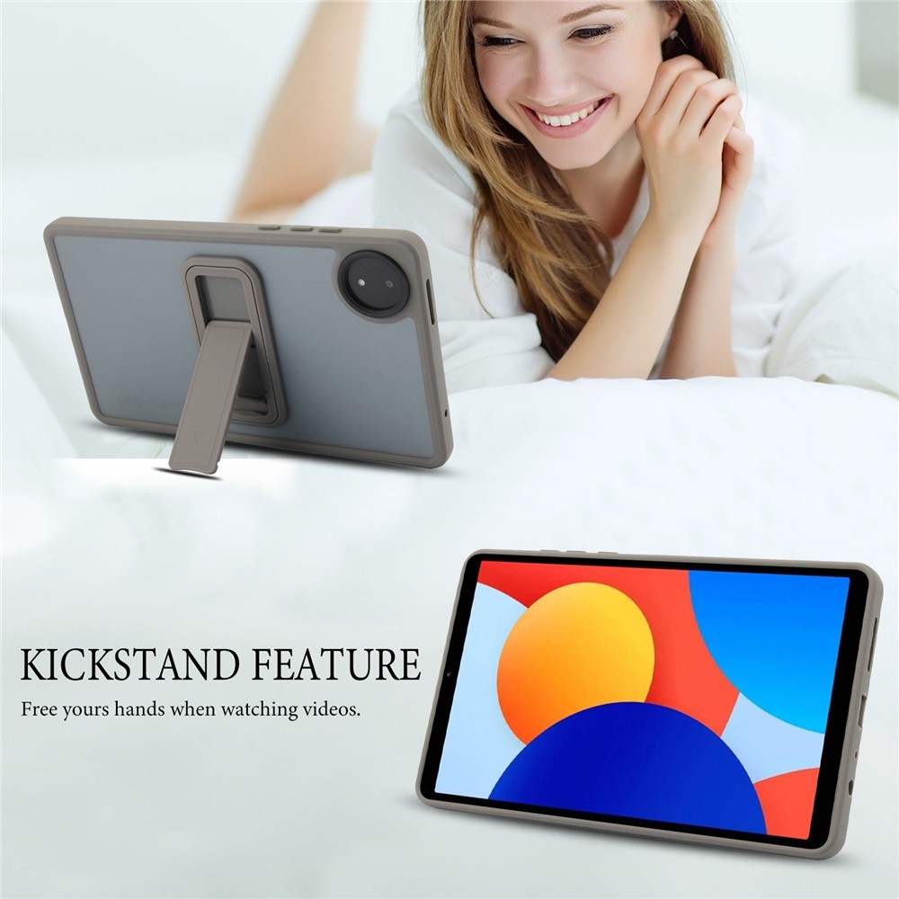 Skiny gélový obal s pevným chrbtom a výklopným stojanom na Xiaomi Redmi Pad SE 8.7 - šedý
