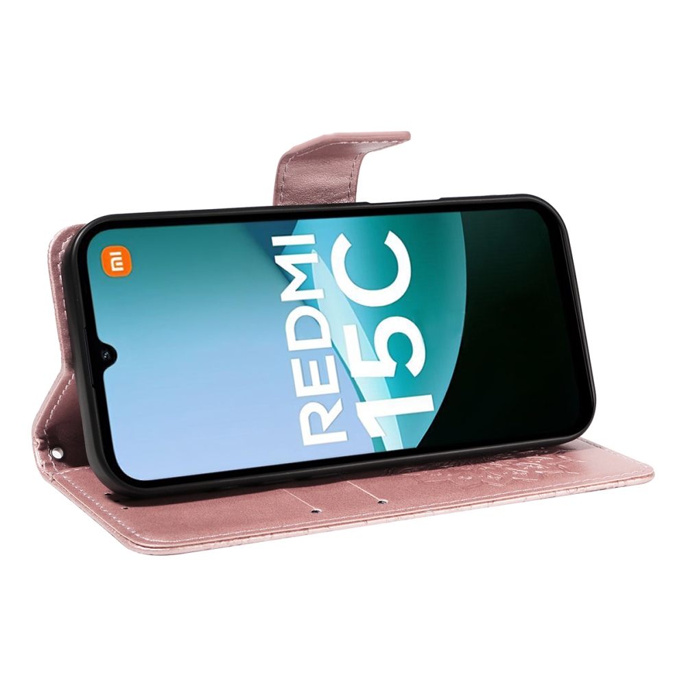 Sunflower knižkové púzdro na Xiaomi Redmi 15C 4G/5G (173mm) - ružovozlaté