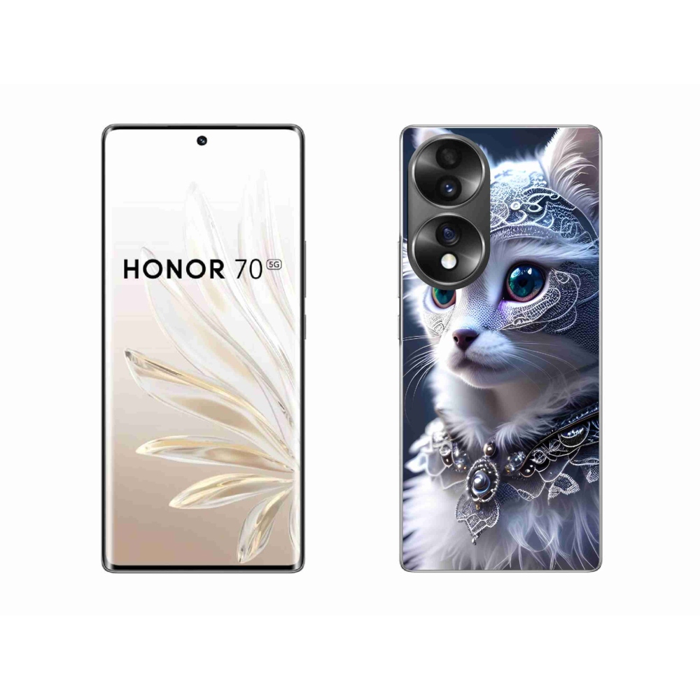 Gélový kryt mmCase na Honor 70 - biela mačka