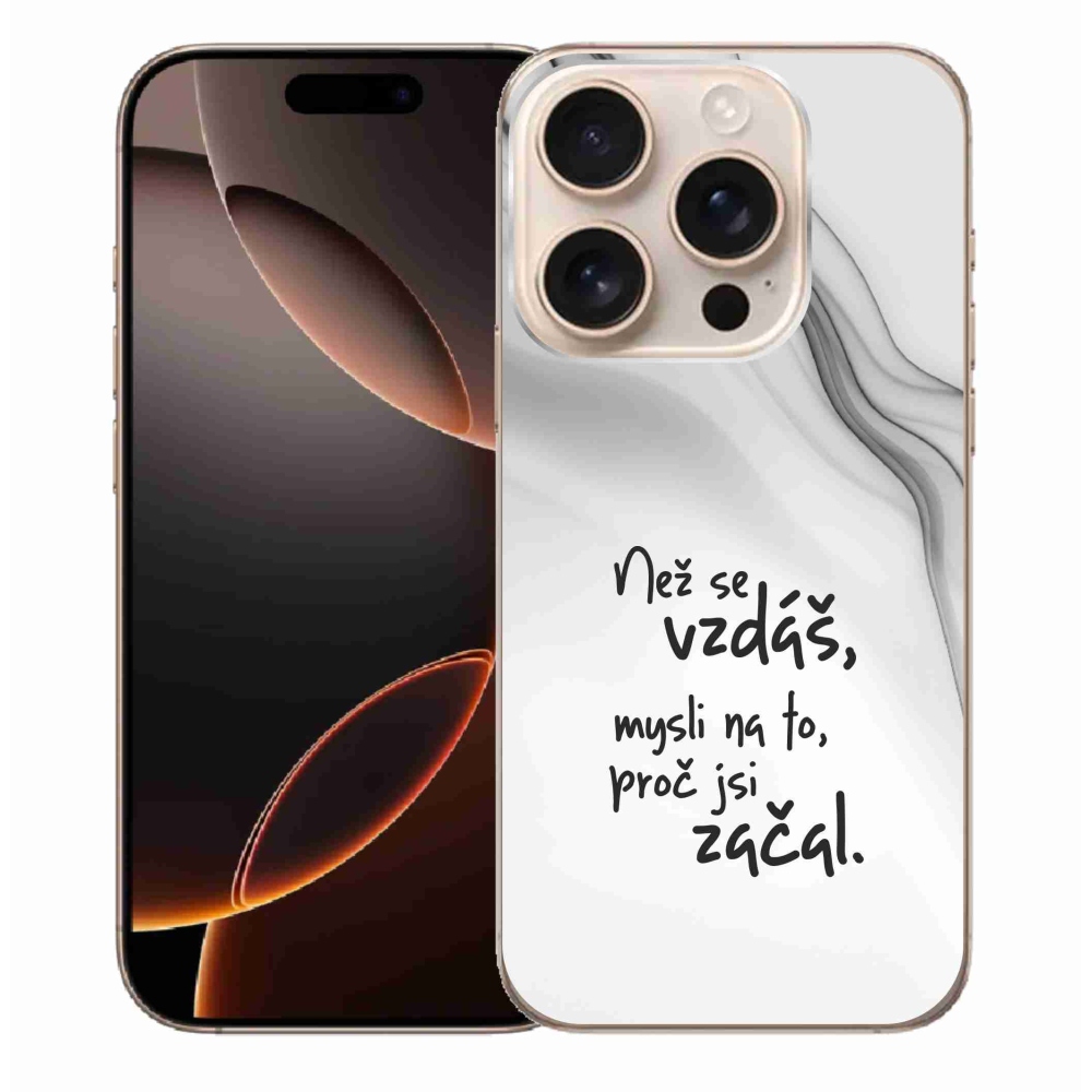 Gélový kryt mmCase na iPhone 16 Pro Max - citát 2 biele pozadie