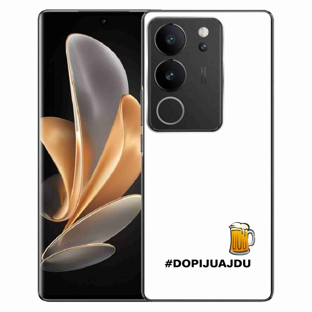 Gélový kryt mmCase na Vivo V29 5G - pivný motív 1 biele pozadie