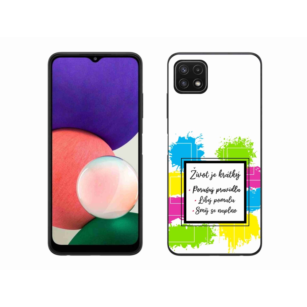 Gélový kryt mmCase na Samsung Galaxy A22 5G - citát 5 biele pozadie
