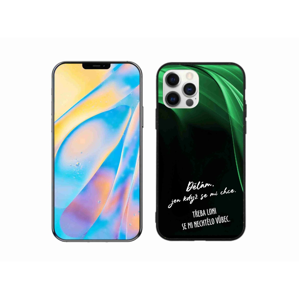 Gélový kryt mmCase na iPhone 12 Pro - vtipný text 12 čierne pozadie