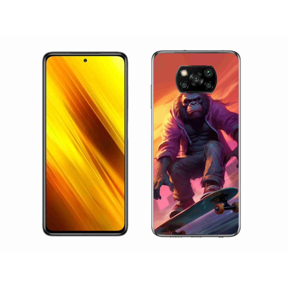 Gélový kryt mmCase na Xiaomi Poco X3 - gorila na skateboarde