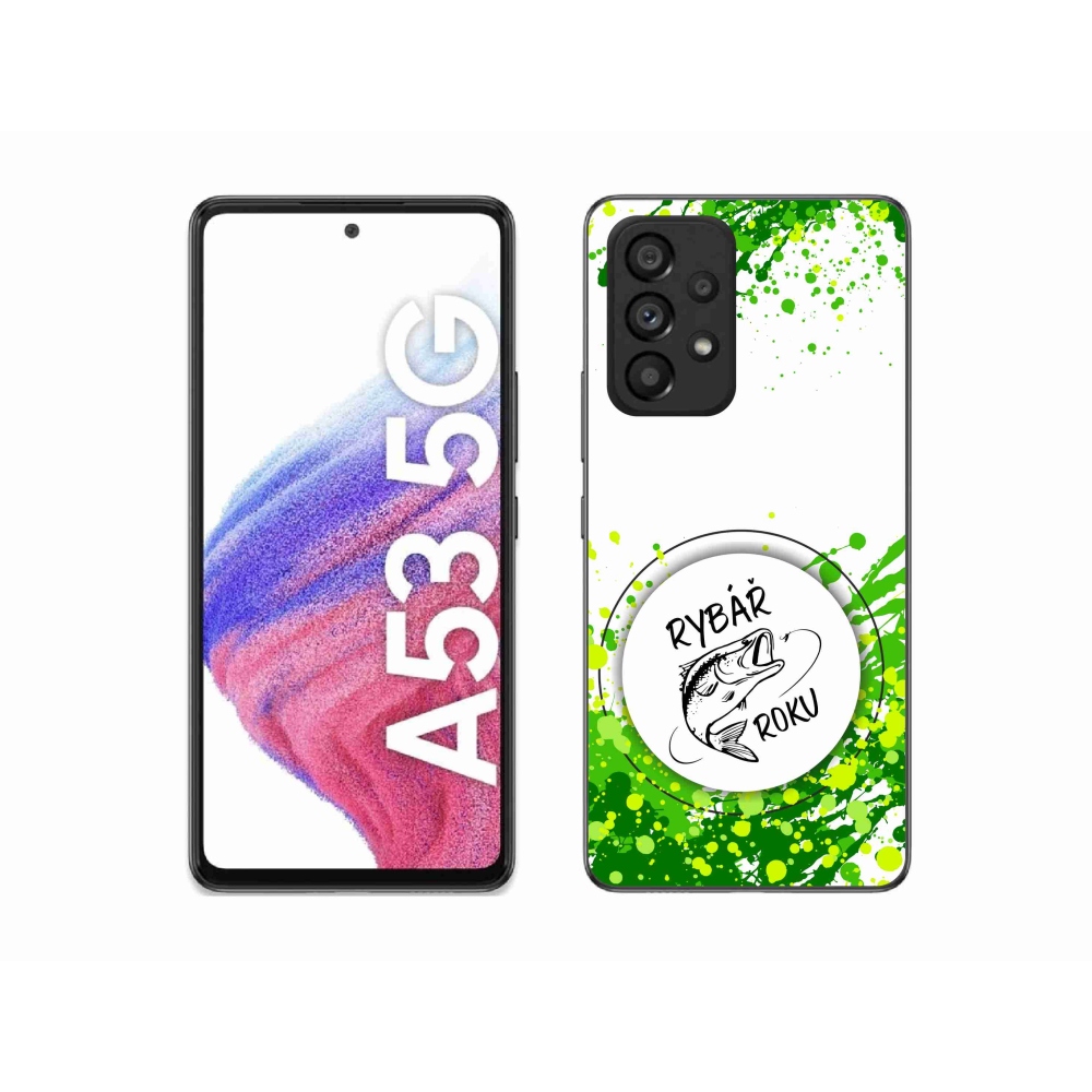 Gélový kryt mmCase na Samsung Galaxy A53 5G - rybár roka biele pozadie