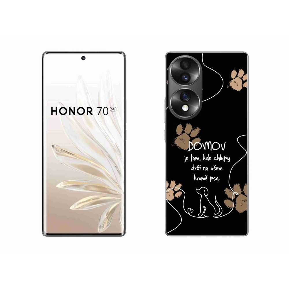 Gélový kryt mmCase na Honor 70 - psí motív čierne pozadie