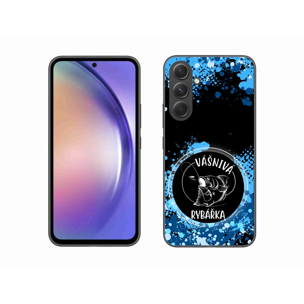 Gélový kryt mmCase na Samsung Galaxy A54 5G - vášnivá rybárka čierne pozadie