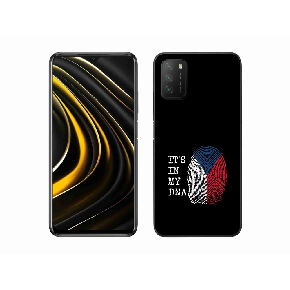 Gélový kryt mmCase na Xiaomi Poco M3 - vlajka odtlačok prsta čierne pozadie