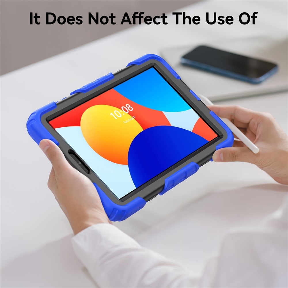 Strap odolný kryt s držiakom na ruku a ramenným popruhom na Xiaomi Redmi Pad SE 8.7 - tmavomodrý