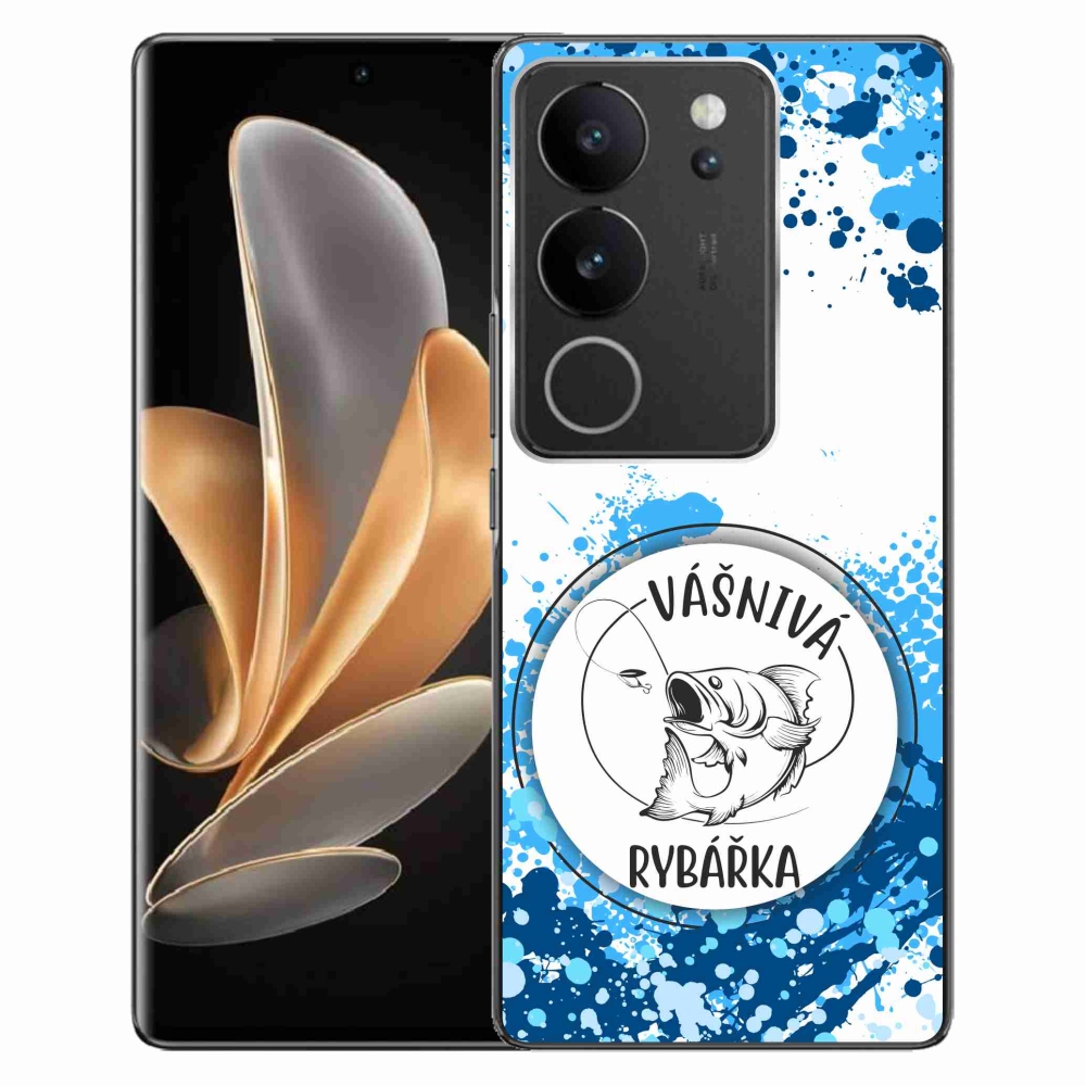 Gélový kryt mmCase na Vivo V29 5G - vášnivá rybárka biele pozadie