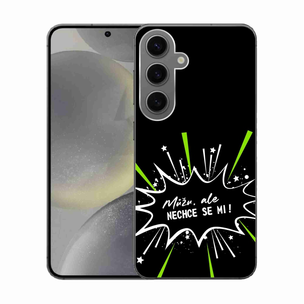 Gélový kryt mmCase na Samsung Galaxy S24 - vtipný text 11 čierne pozadie