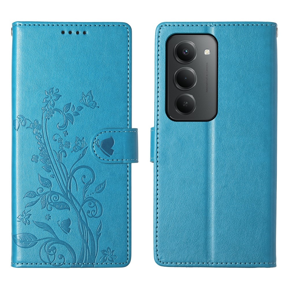Flowery knižkové púzdro na Xiaomi Redmi 15 5G (169mm) - modré