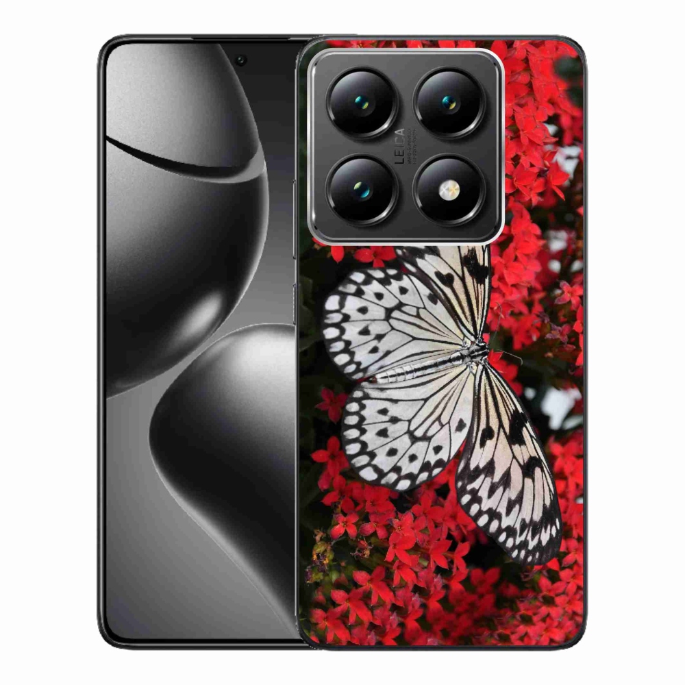 Gélový kryt mmCase na Xiaomi 14T Pro - čiernobiely motýľ 1
