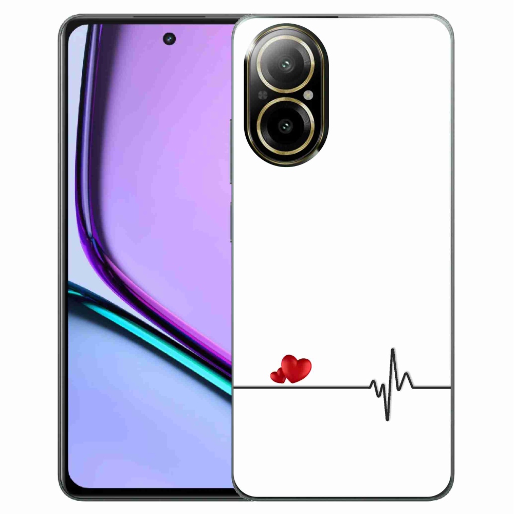 Gélový kryt mmCase na Realme C67 - srdce a tep biele pozadie