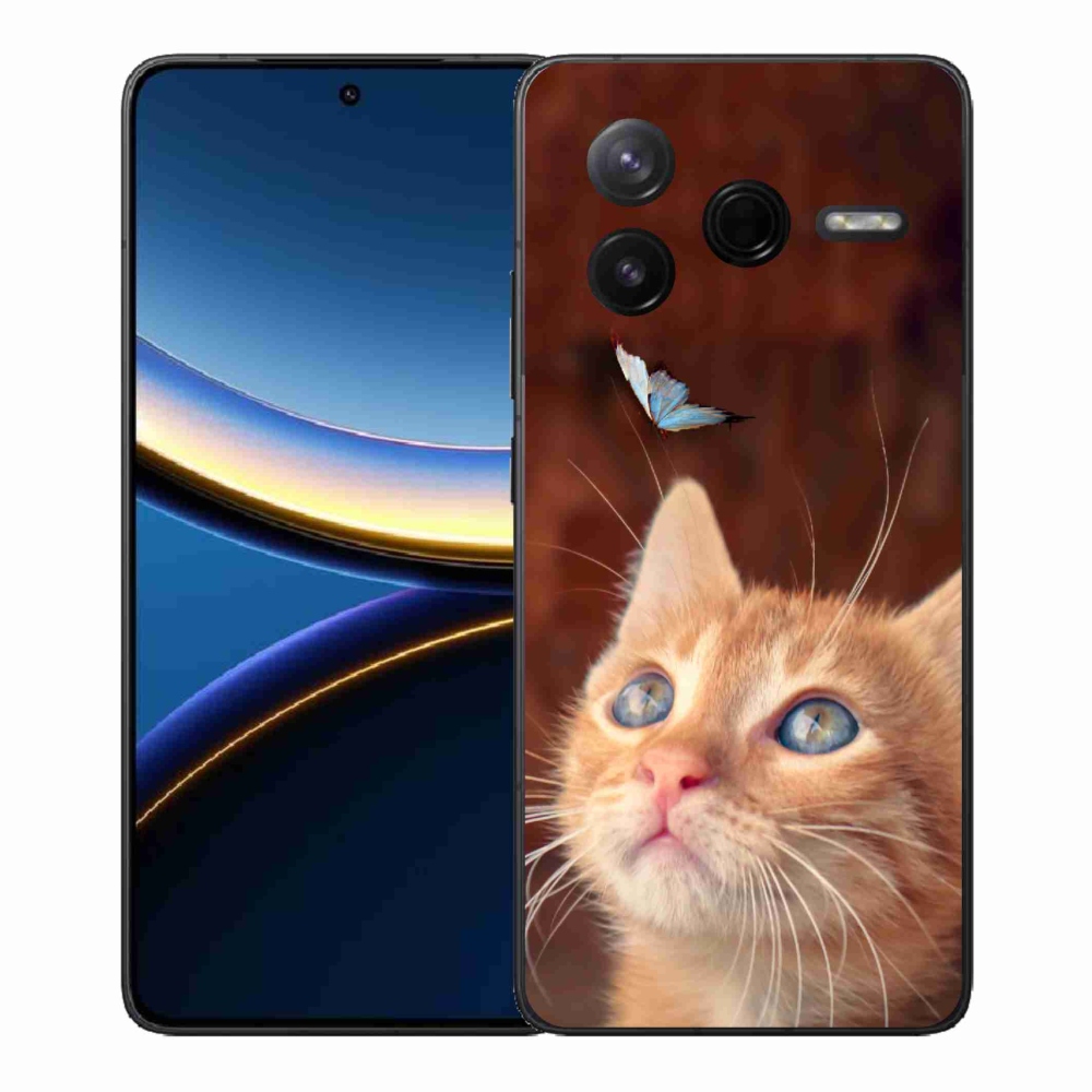 Gélový kryt mmCase na Xiaomi Poco F7 Pro - motýľ a mačiatko