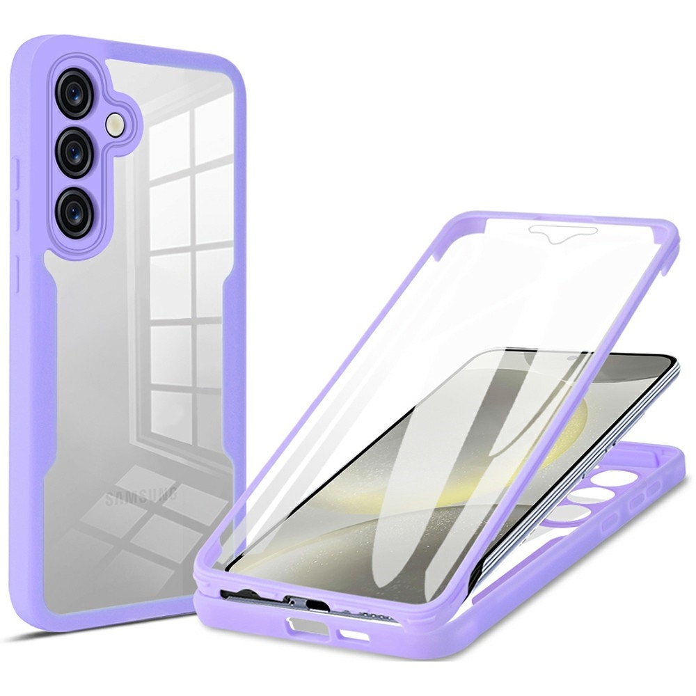 Acryl gélový obal s rámčekom pre ochranou displeja na Samsung Galaxy S25 FE - fialový