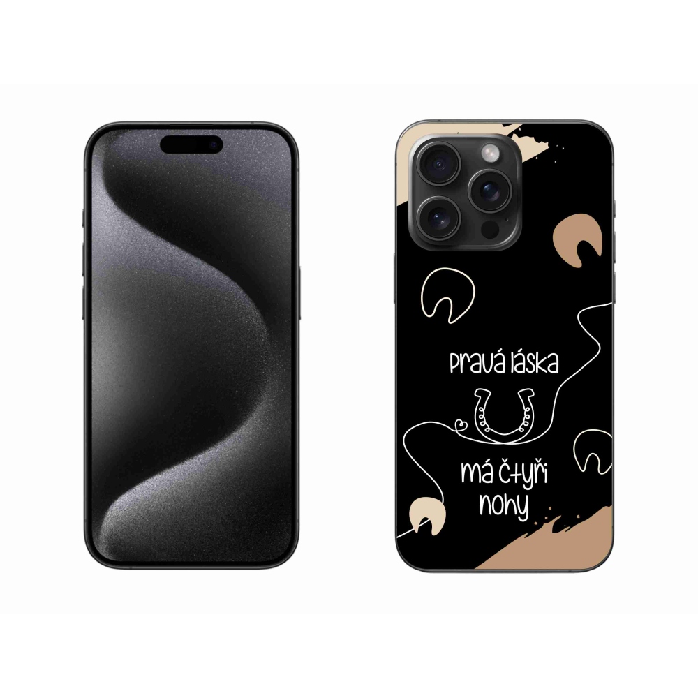Gélový kryt mmCase na iPhone 15 Pro Max - konský motív čierne pozadie