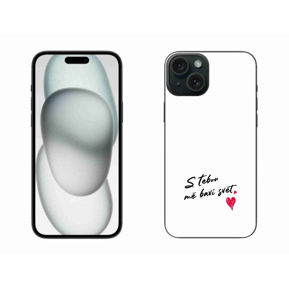 Gélový kryt mmCase na iPhone 15 Plus - zamilovaný text 1 biele pozadie
