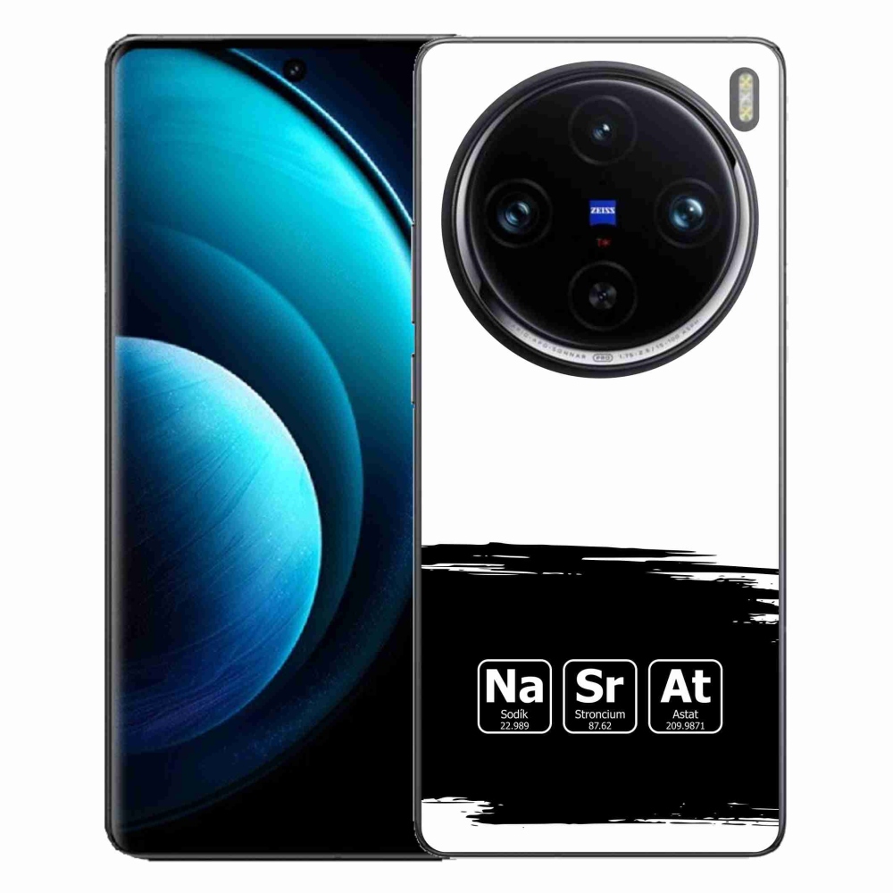 Gélový kryt mmCase na Vivo X100 Pro 5G - chemické prvky čiernobiele pozadie