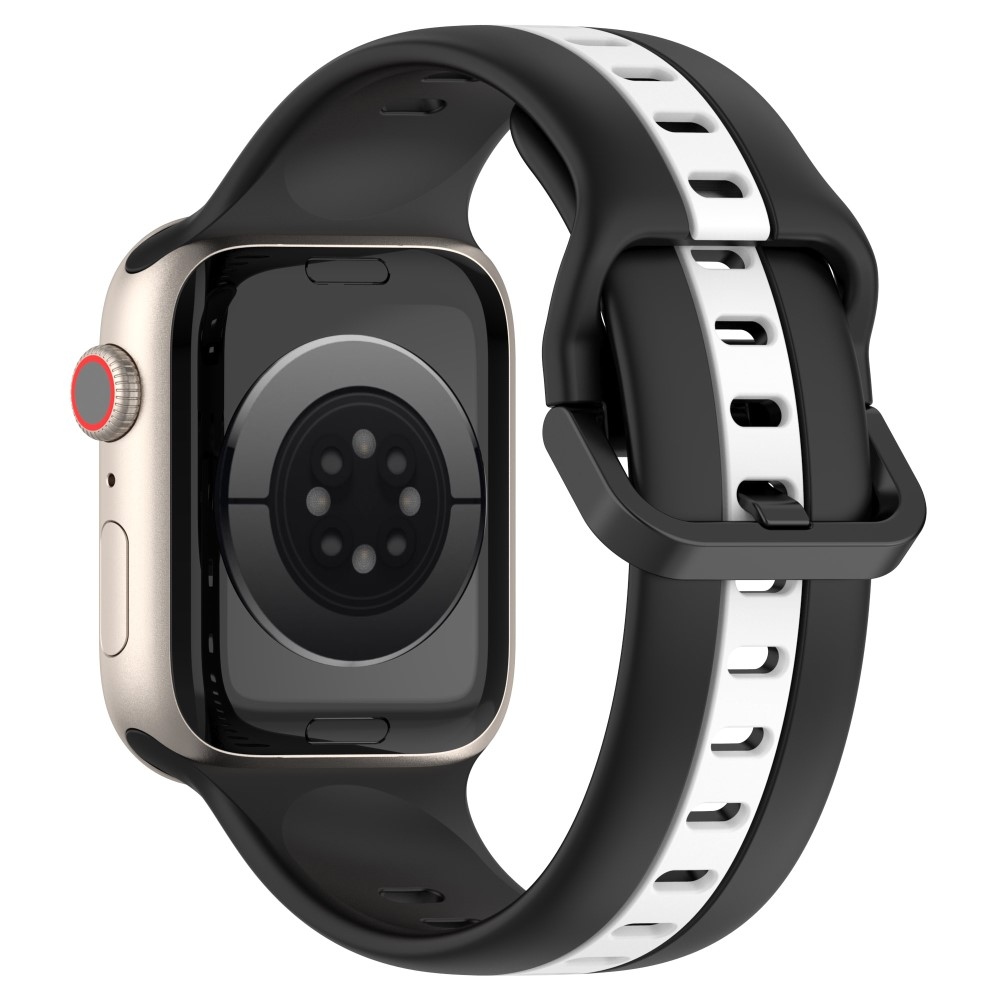 Strap silikónový remienok na Apple Watch Ultra/Ultra 2 49mm/SE/SE 2022/2023 44mm/9/8/7 45mm/6/5/4 44mm/3/2/1 42 mm - čierny/biely