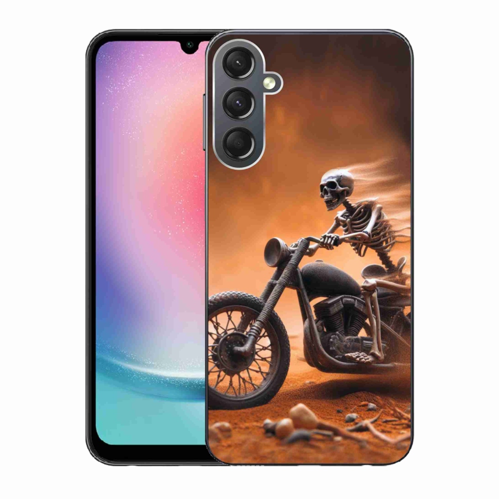 Gélový kryt mmCase na Samsung Galaxy A24 - kostra na motorke