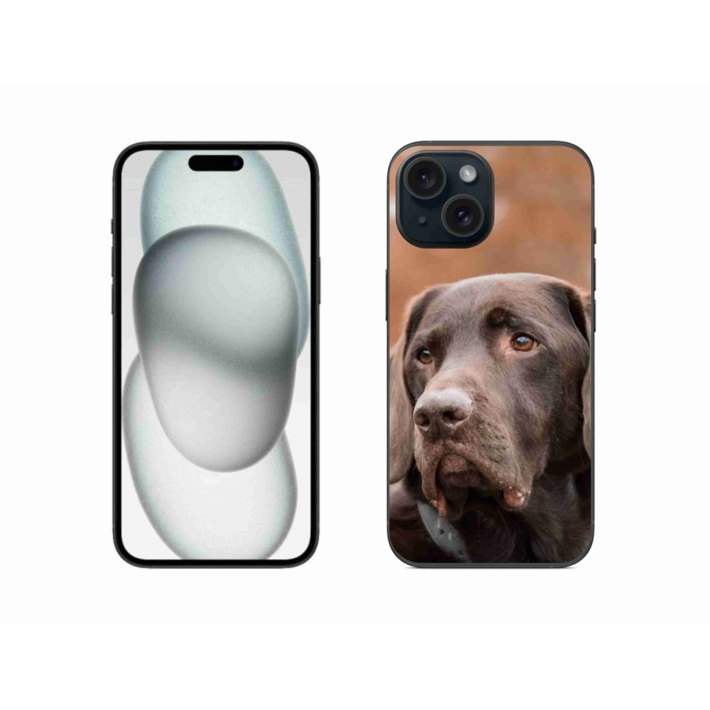 Gélový obal mmCase na iPhone 15 - hnedý labrador