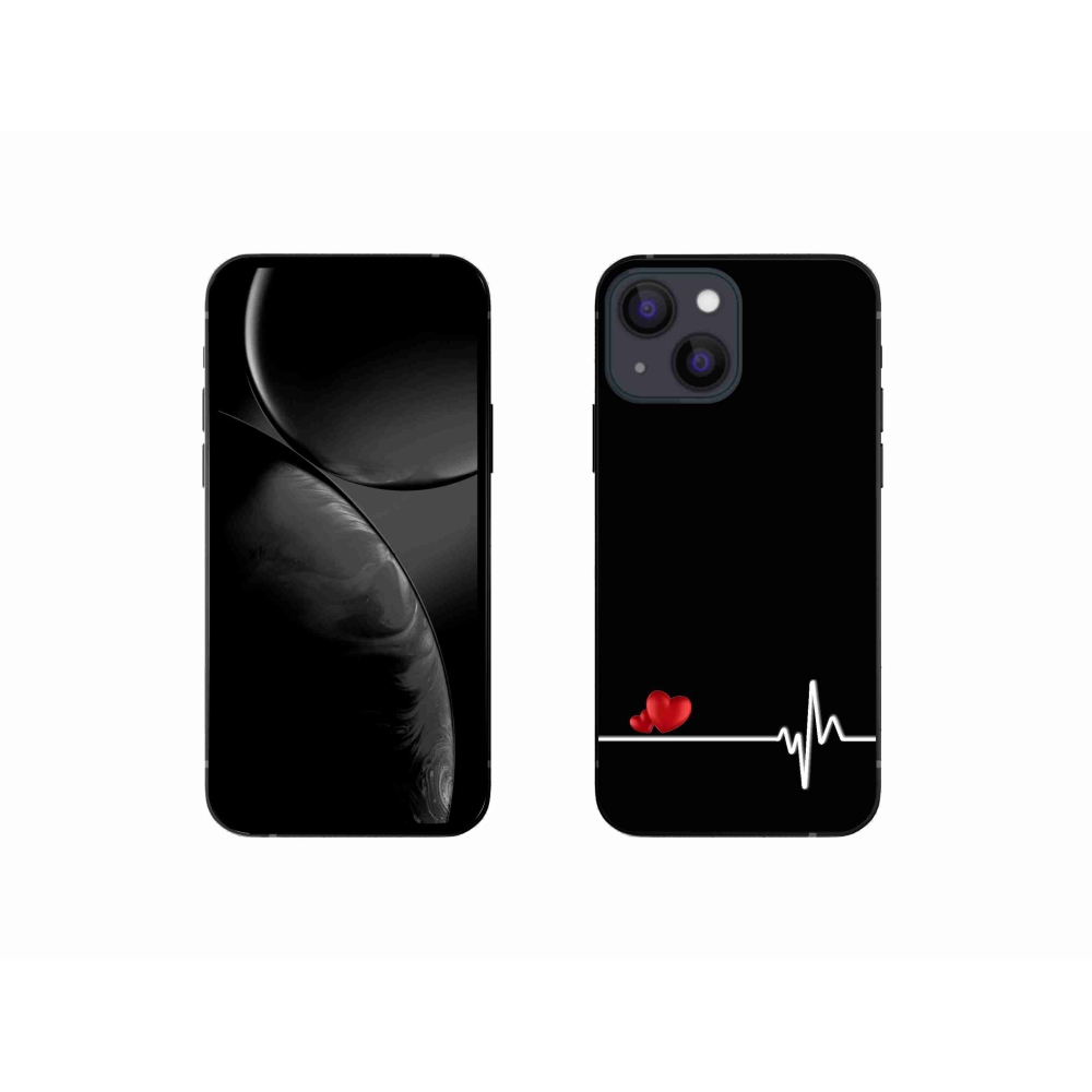 Gélový kryt mmCase na iPhone 13 mini 5.4 - srdce a tep čierne pozadie