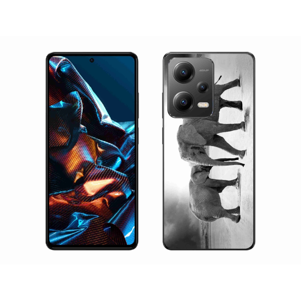 Gélový kryt mmCase na mobil Xiaomi Redmi Note 12 Pro 5G - čiernobieli slony