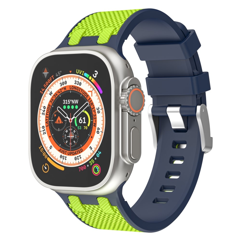 Sports silikónový remienok na Apple Watch Ultra/Ultra 2 49mm/SE/SE 2022/2023 44mm/9/8/7 45mm/6/5/4 44mm/3/2/1 42 mm - modrý/svetlozelený