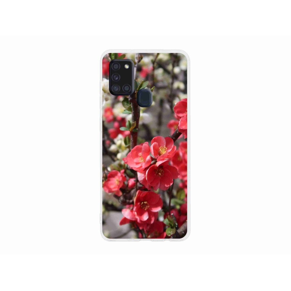 Gélový kryt mmCase na Samsung Galaxy A21s - červené kvety